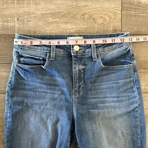 L'Agence Jeans | 26x26 | Margot High Rise Skinny Blue Distressed Stretch Denim - Picture 4 of 9